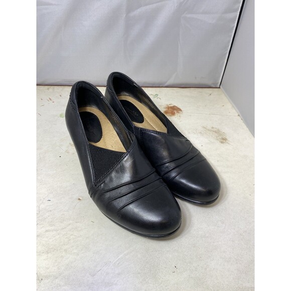 Earth Daytripper Women's Black Leather Heels Shoes 8B - Picture 1 of 9